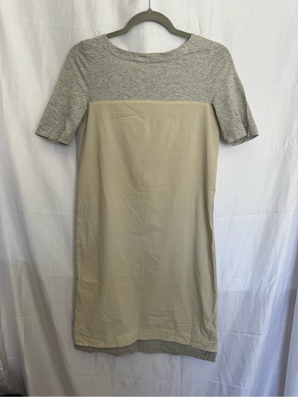 Fabiana Filippi Italy Perforated Mixed Media Shift Dress Grey IT 38 XXS